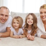 Family enjoying clean carpet
